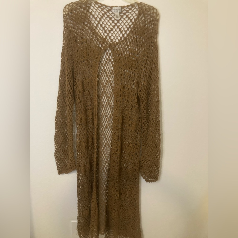 Chico's Tan Crochet Knitwear Size 3x. 51” Long
